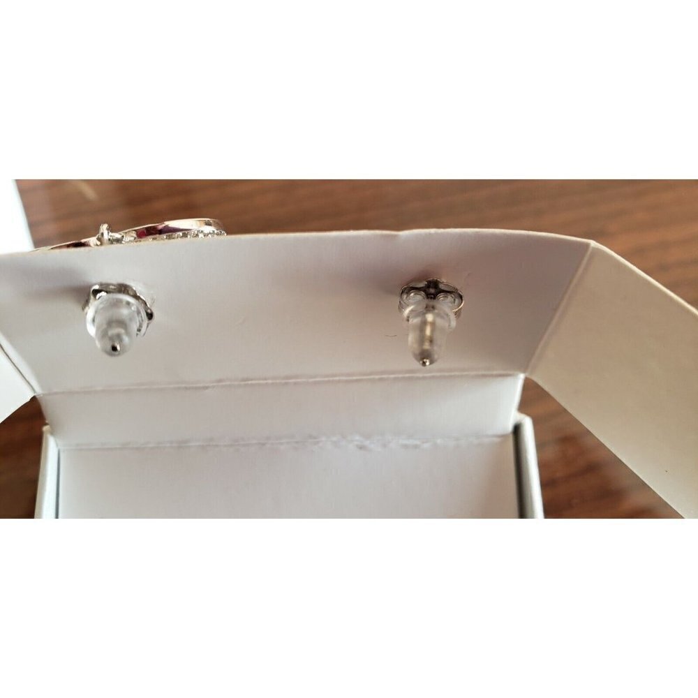 NEW SIMPLY SILVER HEART CUBIC ZIRCONIA STERLING SILVER EARRINGS - Picture 3 of 6